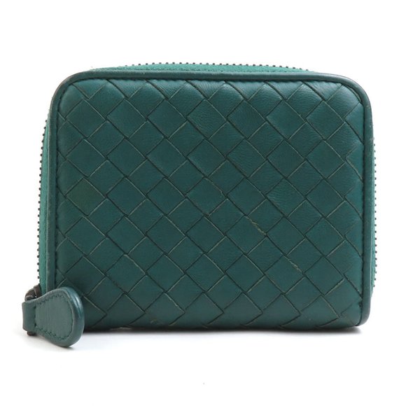 Bottega Veneta Men's Intrecciato Leather Wallet/Coin Case in Dark Green (e608...